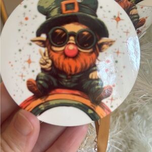 Whimsical Gnome Ornament with Green and Orange Accents